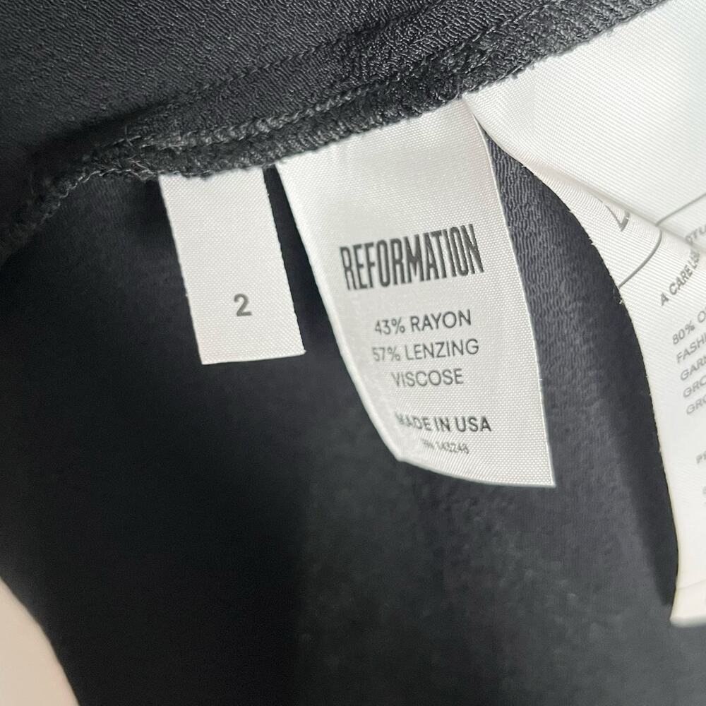 Reformation Black Mini Dress Size 2 Long Sleeve Fit & Flare Sustainable Made USA - Picture 8 of 9